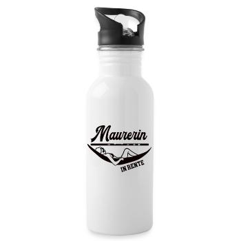 Maurerin Rente Rentnerin Ruhestand Maurermeisterin - Trinkflasche mit integriertem Trinkhalm - Weiß - Rechts
