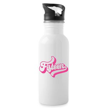 Fifteen 15th Birthday For Girls 15 Years Old - Water bottle with straw - white - Right