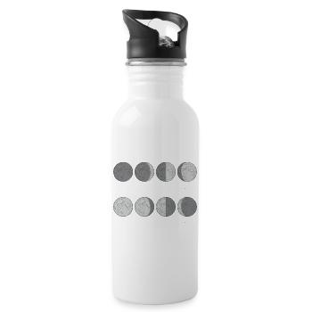 Monochromes Mondphasen-Gitter - Trinkflasche mit integriertem Trinkhalm - Weiß - Rechts