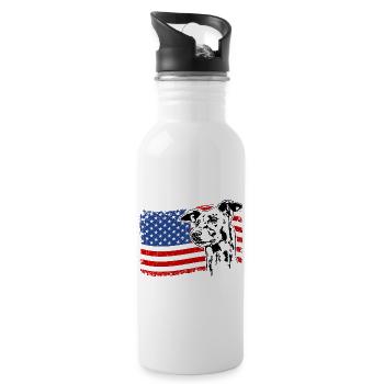 Greyhound Amerika Fahne Windhund Hunde Wilsigns - Trinkflasche mit integriertem Trinkhalm - Weiß - Rechts