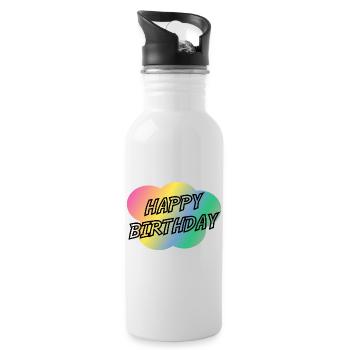 ALLES GUTE ZUM GEBURTSTAG. ALLES GUTE ZUM GEBURTSTAG. JAHRESTAG. - Trinkflasche mit integriertem Trinkhalm - Weiß - Rechts