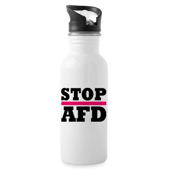Stop afd - Trinkflasche mit integriertem Trinkhalm - Weiß - Rechts