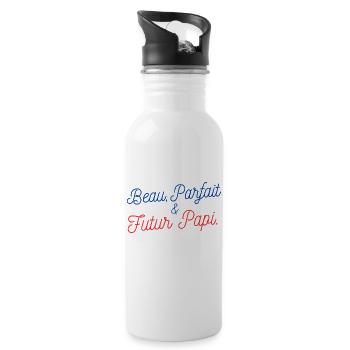 Beau Parfait et futur Papi - Gourde avec paille intégrée - blanc - Droite
