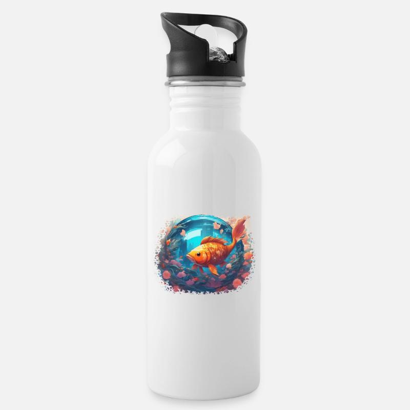 Sunfish Reflections - Trinkflasche mit integriertem Trinkhalm - Weiß
