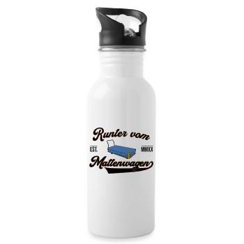 Runter vom Mattenwagen - Trinkflasche mit integriertem Trinkhalm - Weiß - Rechts