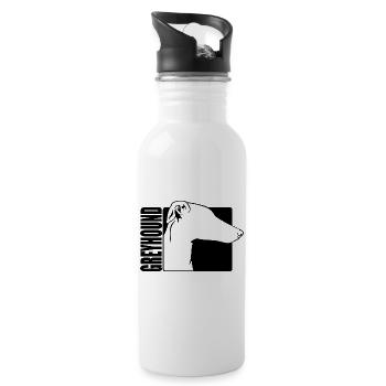 Greyhound Profil Hunde Hund Wilsigns - Trinkflasche mit integriertem Trinkhalm - Weiß - Rechts