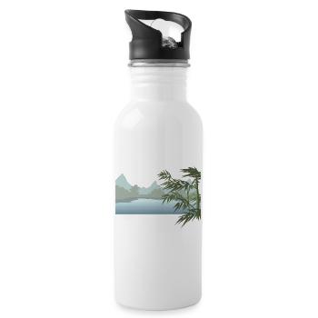 River landscape with palm leaves - Water bottle with straw - white - Right