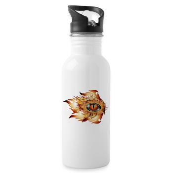 magisches Auge eines Drachen im Flammen Tattoo - Trinkflasche mit integriertem Trinkhalm - Weiß - Rechts