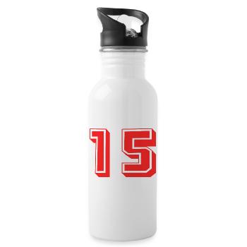 15. 15 YEARS. 15th ANNIVERSARY. 15 ANNIVERSARY. - Water bottle with straw - white - Right