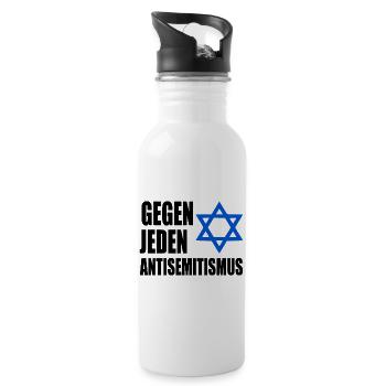 Gegen jeden antisemitismus - Trinkflasche mit integriertem Trinkhalm - Weiß - Rechts