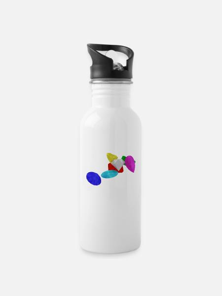 Gems - Water bottle with straw - white