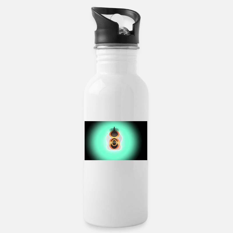 Kürbis 2 - Trinkflasche mit integriertem Trinkhalm - Weiß