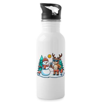 Christmas Gnome Zombie - Water bottle with straw - white - Right