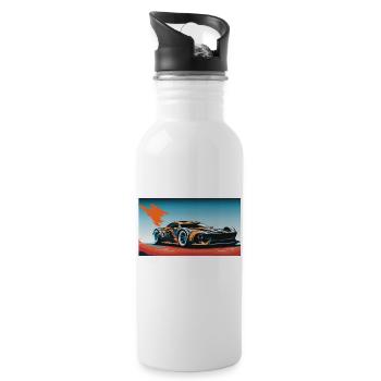 Voiture de course colorée - Gourde avec paille intégrée - blanc - Droite