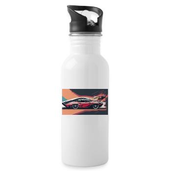 Sunset Racecar - Water bottle with straw - white - Right