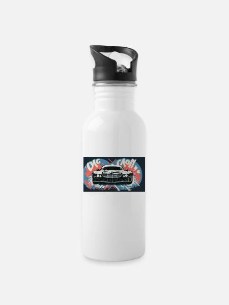 Headlights of a Racecar - Water bottle with straw - white