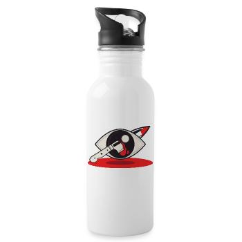 Messer im Auge Logo - Trinkflasche mit integriertem Trinkhalm - Weiß - Rechts