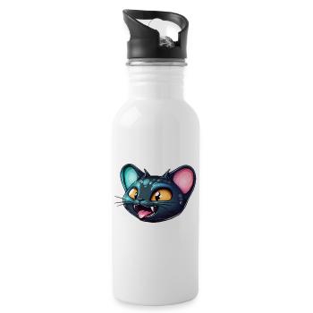 Drôle de visage de chat extraterrestre - Gourde avec paille intégrée - blanc - Droite