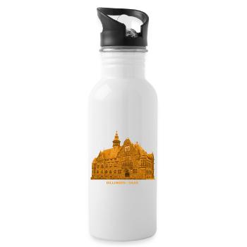 Dillingen Rathaus Saar Saarlouis Saarland - Trinkflasche mit integriertem Trinkhalm - Weiß - Rechts