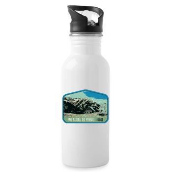 Pyrenees Landscape Escutcheon: Authentic Nature - Water bottle with straw - white - Right