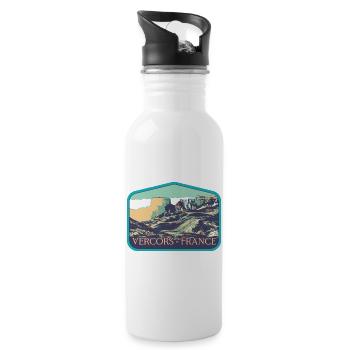Regionaler Naturpark Vercors: Majestätische Natur - Trinkflasche mit integriertem Trinkhalm - Weiß - Rechts