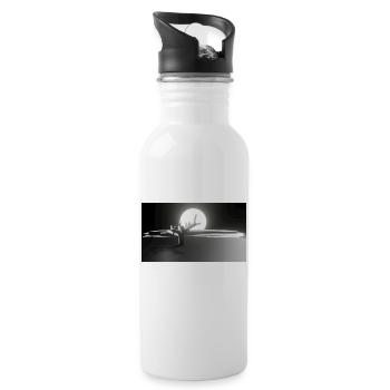 Sonne und Baum - Trinkflasche mit integriertem Trinkhalm - Weiß - Rechts