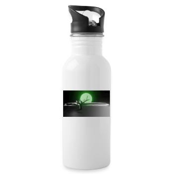 Sonne und Baum - Trinkflasche mit integriertem Trinkhalm - Weiß - Rechts