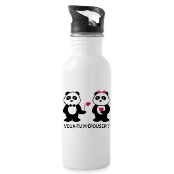 Veux-tu m'épouser ? Cadeau demande en mariage - Gourde avec paille intégrée - blanc - Droite