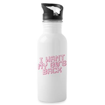 I WANT MY 80s BACK Retro - Trinkflasche mit integriertem Trinkhalm - Weiß - Rechts