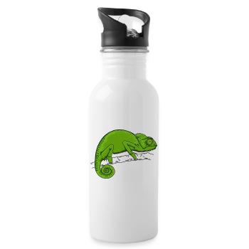 Chameleon green - Water bottle with straw - white - Right
