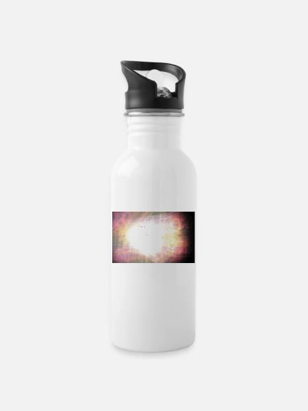 Raum, Fantasie, Licht - Trinkflasche mit integriertem Trinkhalm - Weiß