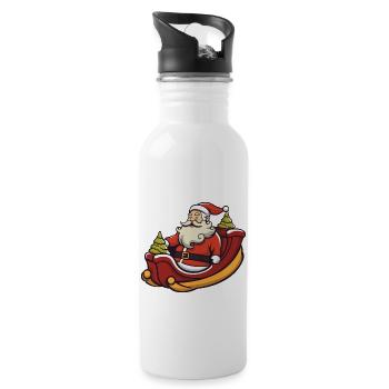 Weihnachtsmann Logo - Trinkflasche mit integriertem Trinkhalm - Weiß - Rechts