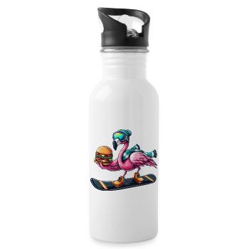 Flamingo Snowboard Hamburger Fun - Gourde avec paille intégrée - blanc - Droite