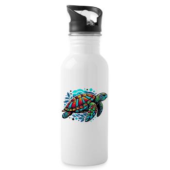 Sea turtle - Water bottle with straw - white - Right