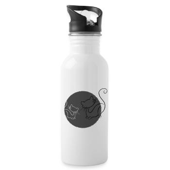 Cats Grey - Water bottle with straw - white - Right