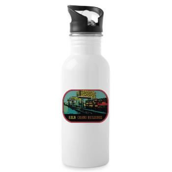 Cologne, The Crane Houses in the port of Rheinau - Water bottle with straw - white - Right