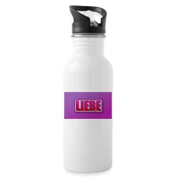 coole pinke Liebe - Trinkflasche mit integriertem Trinkhalm - Weiß - Rechts