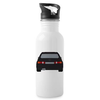 Retro Sportwagen Silhouette Design - Trinkflasche mit integriertem Trinkhalm - Weiß - Rechts