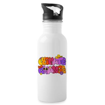 Klima-Wandel, Climate Change - Trinkflasche mit integriertem Trinkhalm - Weiß - Rechts