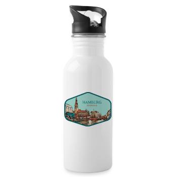 Hamburg, a historic German city - Water bottle with straw - white - Right