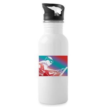 Schweißer Retro Look - Trinkflasche mit integriertem Trinkhalm - Weiß - Rechts