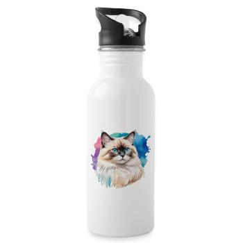 Aquarelles de chat de Birmanie - Gourde avec paille intégrée - blanc - Droite