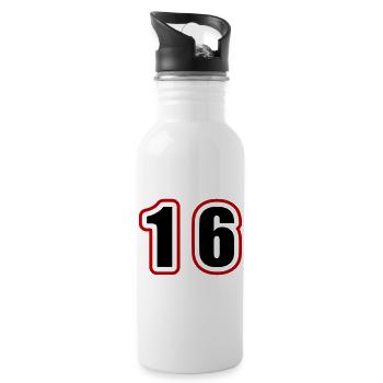 16 Zahl College - Trinkflasche mit integriertem Trinkhalm - Weiß - Rechts