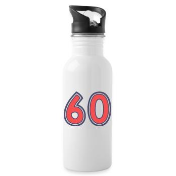60. 60 YEARS. 60th ANNIVERSARY - Water bottle with straw - white - Right