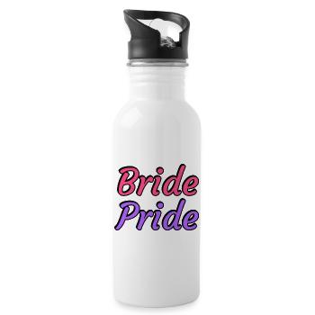 Braut Pride - Lesbische Hochzeit - Trinkflasche mit integriertem Trinkhalm - Weiß - Rechts