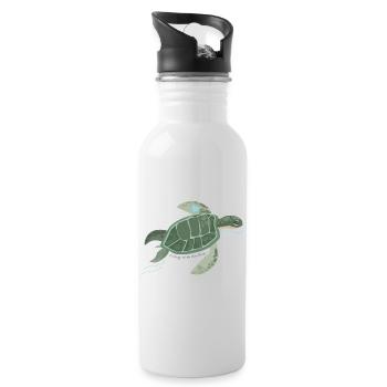 Tortue du cœur : Rivière de la Tranquillité - Gourde avec paille intégrée - blanc - Droite