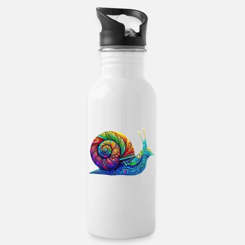 Schnecke - Trinkflasche mit integriertem Trinkhalm - Weiß