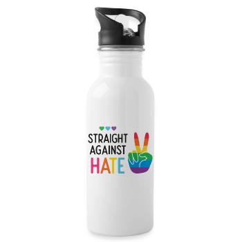 LGBT Pride Month - Direkt gegen Hass - Trinkflasche mit integriertem Trinkhalm - Weiß - Rechts