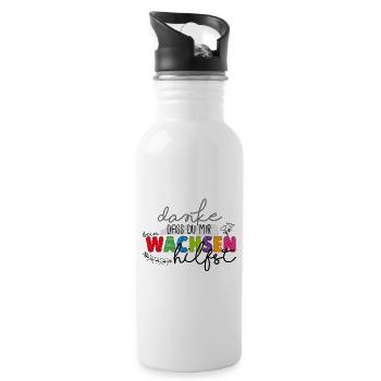 Danke für's Wachsen - Trinkflasche mit integriertem Trinkhalm - Weiß - Rechts