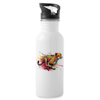 Cheetah - Water bottle with straw - white - Right